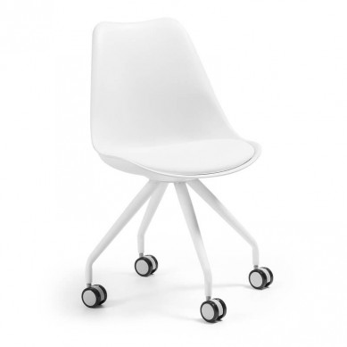 La Forma bureaustoel Lars | witte kuipstoel met witte metalen poten op wieltjes
