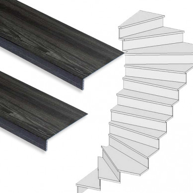 Stepwood Traprenovatie set - 2 kwart draai - 13 treden SPC toplaag Antraciet