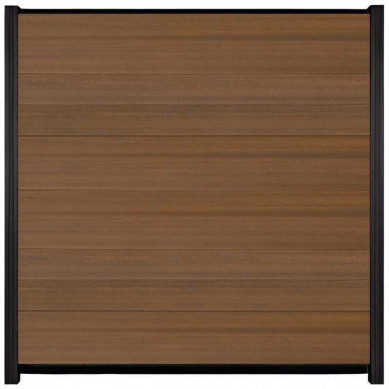 C-Wood Schutting composiet co-extrusie Como teak met zwart aluminium kader (180 x 180 cm)