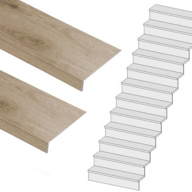 Stepwood Traprenovatie set - rechte trap - 12 treden SPC toplaag Natuur Eiken