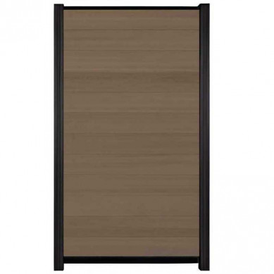 C-Wood Schutting composiet co-extrusie Garda vergrijsd bruin met zwart alu kader (90 x 180 cm)