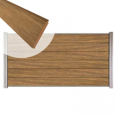 C-Wood Zelfbouw schutting hardhout Mix & Match Thermo Fraké - blank alu accessoires (180 x 90 cm)