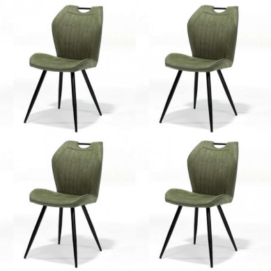 Bo Lundgren Eetkamerstoel - Cobra - lederlook Soft groen - 4 stuks - voorkant