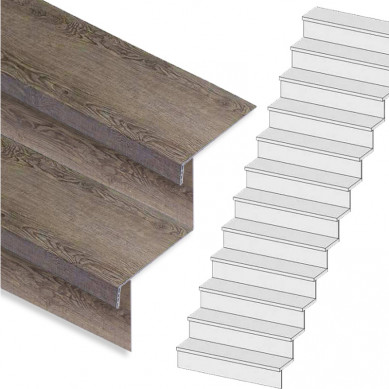 Stepwood Traprenovatie set - rechte trap - 12 treden SPC toplaag Verweerd eiken incl. stootborden