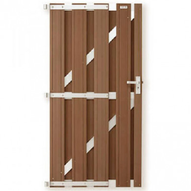 C-Wood Tuindeur Stijl bruin met blank alu frame incl. hang en sluitwerk (100 x 180 cm)