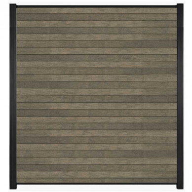 C-Wood Zelfbouw schutting composiet Rhombus Double grijs - zwart alu accessoires (180 x 200 cm)
