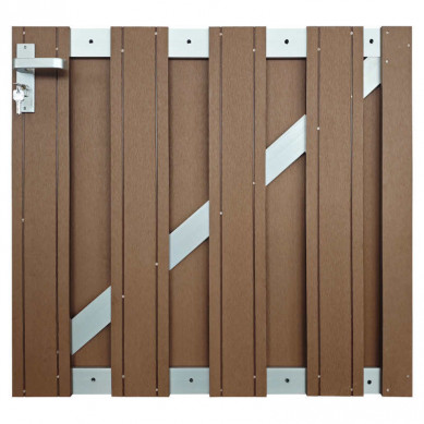 C-Wood Tuinhek poort composiet Stijl bruin met alu frame incl. hang- en sluitwerk (100 x 93,5 cm)