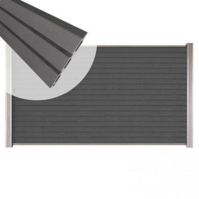 C-Wood Zelfbouw schutting composiet Rhombus Triple rock-grey - blank alu accessoires (180 x 90 cm)