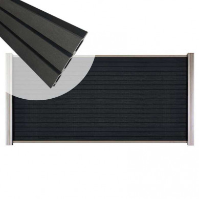 C-Wood Zelfbouw schutting composiet Rhombus Triple antraciet - blank alu accessoires (180 x 90 cm)