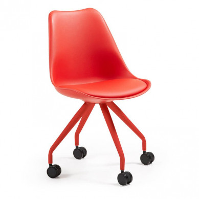 La Forma bureaustoel Lars | rode kuipstoel met rode metalen poten op wieltjes