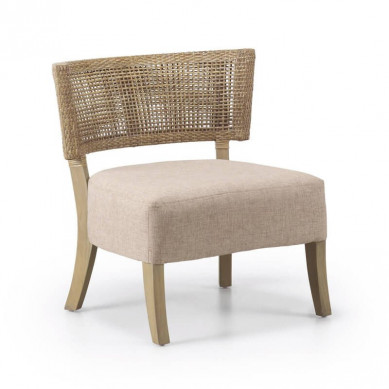 La Forma stoel Onez | beige gestoffeerd met rugleuning rotan
