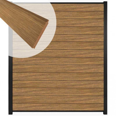 C-Wood Zelfbouw schutting hardhout Mix & Match Thermo Fraké - zwart alu accessoires (180 x 200 cm)