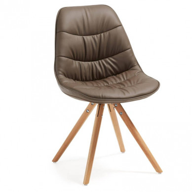 La Forma stoel Lars | donkerbruin synthetisch leer met houten poten