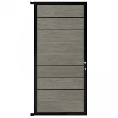 C-Wood Tuindeur aluminium zwart frame Modular - composiet co-ex grijs (90 x 200 cm)