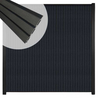 C-Wood Zelfbouw schutting verticaal Rhombus Triple antraciet - zwart alu accessoires (170 x 180 cm)