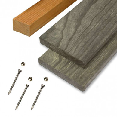 Elephant Vlonderplank totaalpakket hardhout Accoya gray 2,1 x 14,5 cm (4,80 mtr) vlak