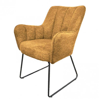 Bo Lundgren Eetkamerstoel - Kevin - stof Bjorn grof geweven mosterd