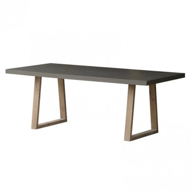 HomingXL eettafel beton grijs met houten frame 180 x 90 cm