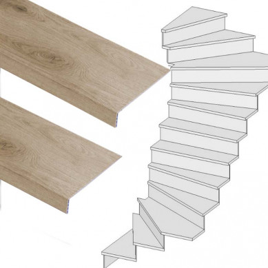 Stepwood Traprenovatie set - 2 kwart draai - 15 treden SPC toplaag Natuur Eiken