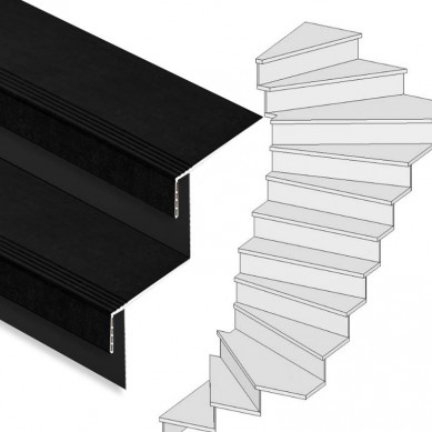 Stepwood Traprenovatie set - 2 kwart draai - 15 treden SPC toplaag Zwart incl. stootborden