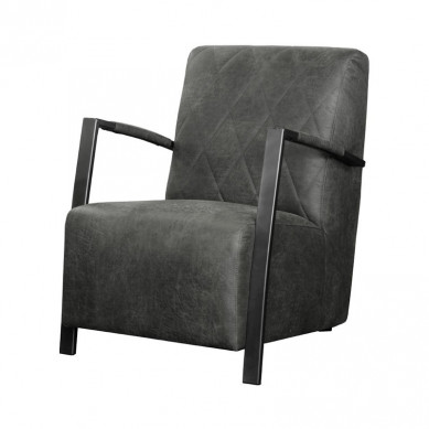HomingXL Industriële fauteuil Viking | leer Colorado grijs 02 | 66 cm breed