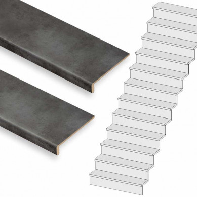 Ekostairs Traprenovatie set - recht - 14 treden PVC toplaag Steen zwart