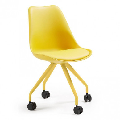 La Forma bureaustoel Lars | gele kuipstoel met gele metalen poten op wieltjes