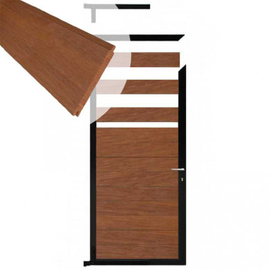 C-Wood Tuindeur aluminium zwart frame Mix & Match - hardhout Bamboe (90 x 180 cm)