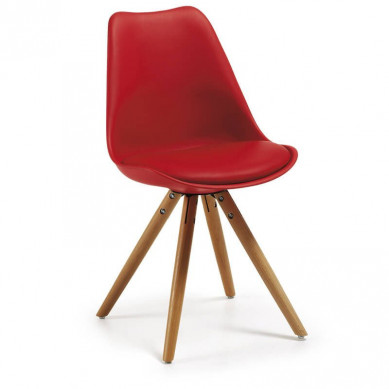 La Forma stoel Lars | rode kuipstoel met houten poten