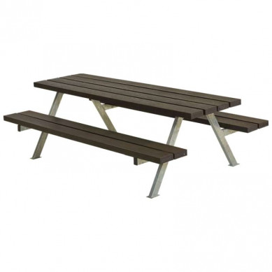 Plus Danmark Kinderpicknicktafel gerecycled plastic zwart | Alpha 118 x 177 x 57 cm