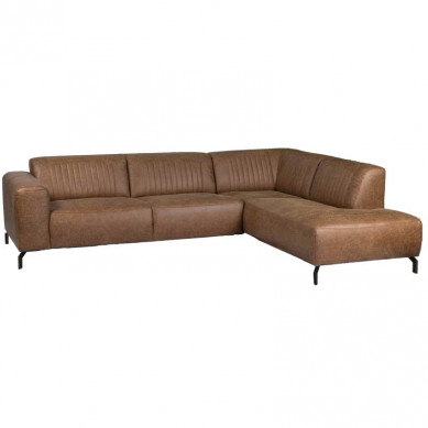HomingXL Loungebank Bolero chaise longue rechts | lederlook Missouri cognac 03 | 2,55 x 2,15 mtr breed