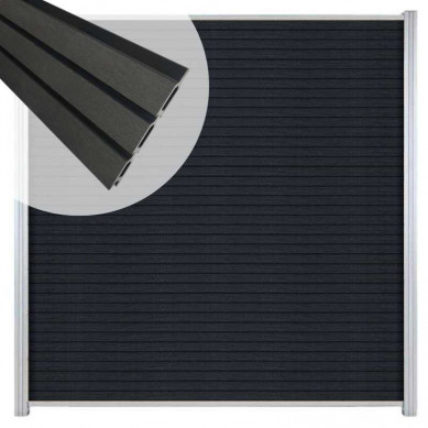 C-Wood Zelfbouw schutting composiet Rhombus Triple antraciet - blank alu accessoires (180 x 200 cm)