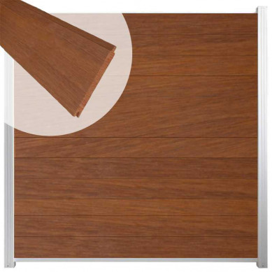 C-Wood Zelfbouw schutting hardhout Mix & Match Bamboe - wit alu accessoires (180 x 180 cm)