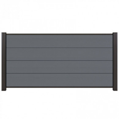 C-Wood Zelfbouw schutting composiet Modular Rock grey met antraciet alu accessoires (180 x 97 cm)