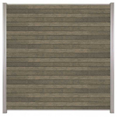 C-Wood Zelfbouw schutting composiet Rhombus Double grijs - blank alu accessoires (180 x 180 cm)