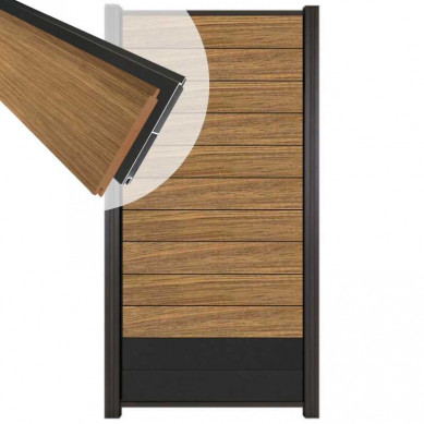 C-Wood Zelfbouw schutting hardhout Mix & Match Thermo Fraké / antraciet - antraciet alu accessoires (90 x 180 cm)