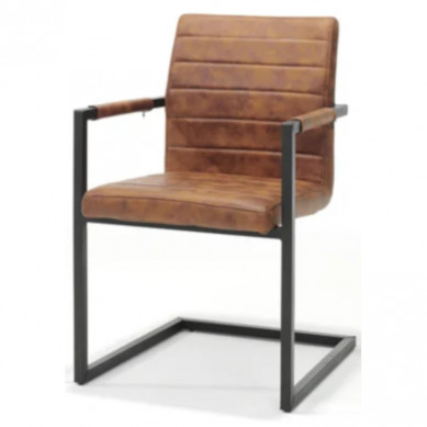 Bo Lundgren Eetkamerstoel - Apollo II - stof Bull lederlook cognac