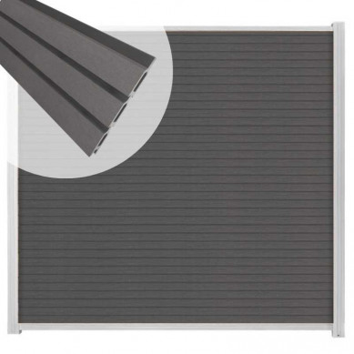C-Wood Zelfbouw schutting composiet Rhombus Triple rock grey - wit alu accessoires (180 x 180 cm)