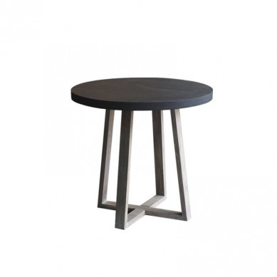 HomingXL eettafel rond beton grijs met houten frame Ø 80 cm