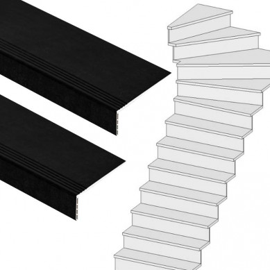 Stepwood Traprenovatie set - 1 kwart draai - 12 treden SPC toplaag Zwart