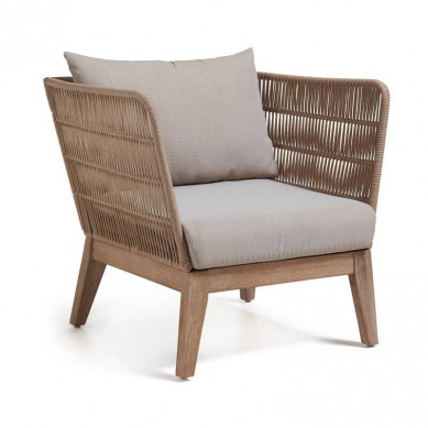 La Forma loungestoel Bellano | beige hardhout acacia gevlochten polyester touw