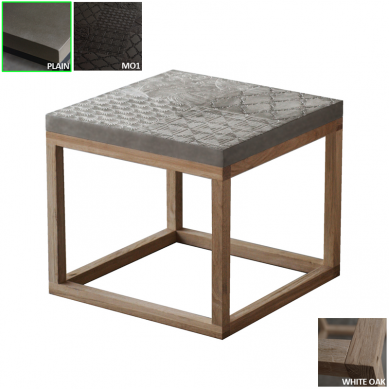 HomingXL salontafel beton grijs design met houten frame 50 x 50 cm