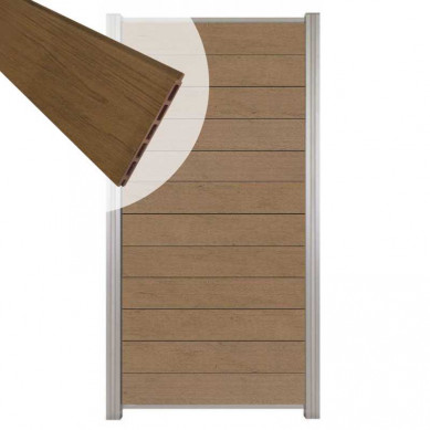 C-Wood Zelfbouw schutting composiet Mix & Match bruinvlam - blank alu accessoires (90 x 180 cm)