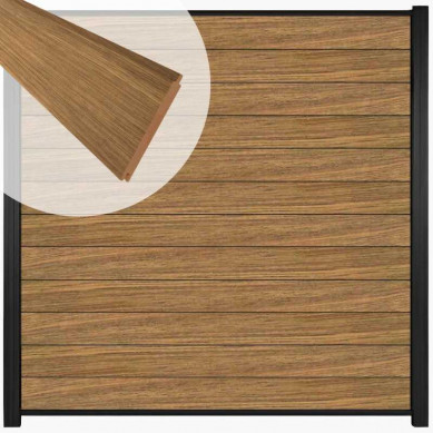 C-Wood Zelfbouw schutting hardhout Mix & Match Thermo Fraké - zwart alu accessoires (180 x 180 cm)