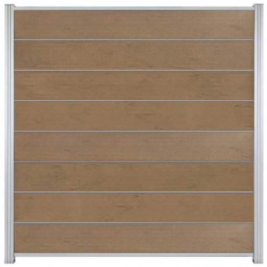 C-Wood Zelfbouw schutting composiet Modular bruin gevlamd - blank alu accessoires (180 x 180 cm)