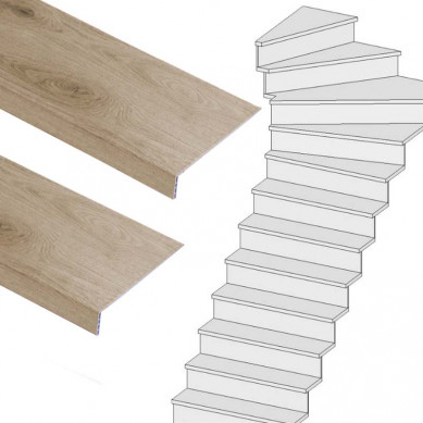 Stepwood Traprenovatie set - 1 kwart draai - 12 treden SPC toplaag Natuur Eiken