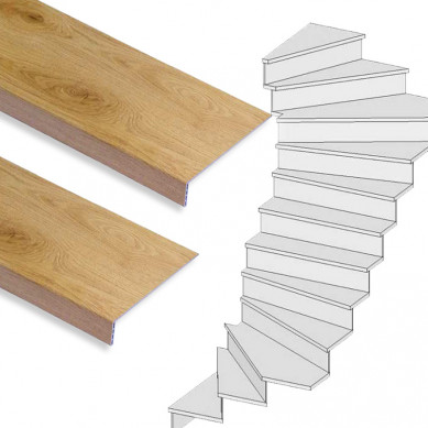 Stepwood Traprenovatie set - 2 kwart draai - 13 treden SPC toplaag Licht eiken