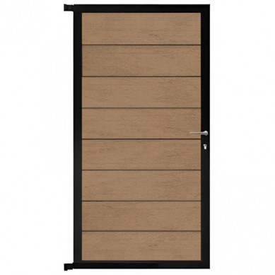 C-Wood Tuindeur aluminium zwart frame Modular - composiet teak (90 x 180 cm)