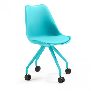 La Forma bureaustoel Lars | blauwe kuipstoel met blauwe metalen poten op wieltjes