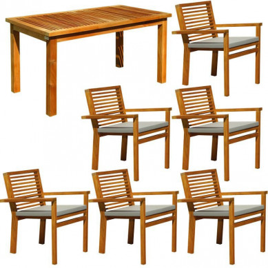 Elephant set tafel Fuerte + 6 stoelen hardhout almendrillo bruin ge-olied